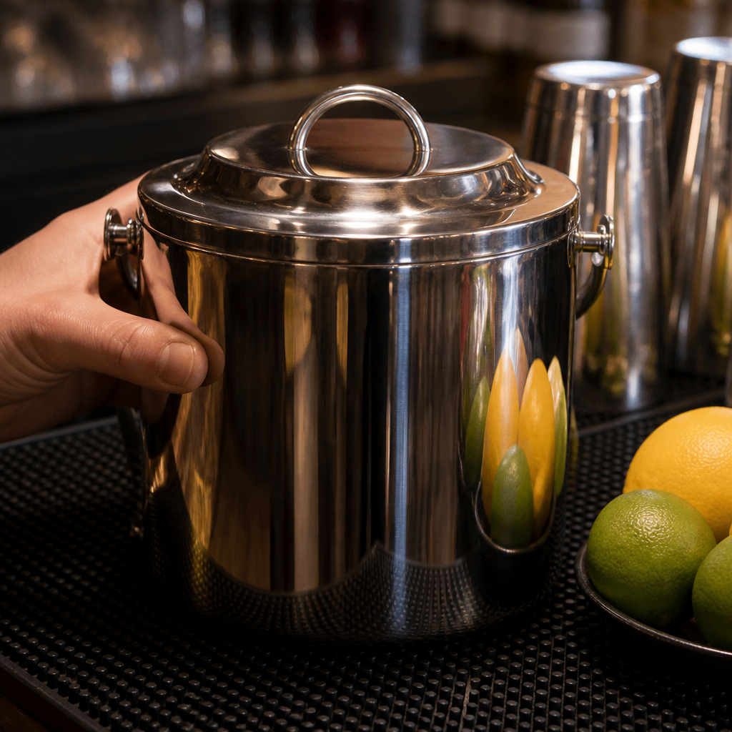 Commercial Stainless Steel Ice Bucket with Lid 3.3Ltr Capacity