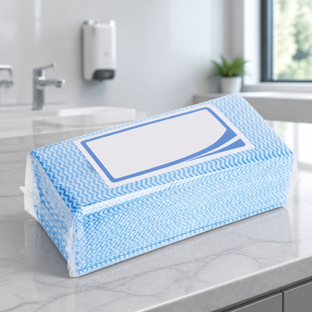 Commercial Washroom Cleaning Cloths Blue 50 Pack Non-Woven
