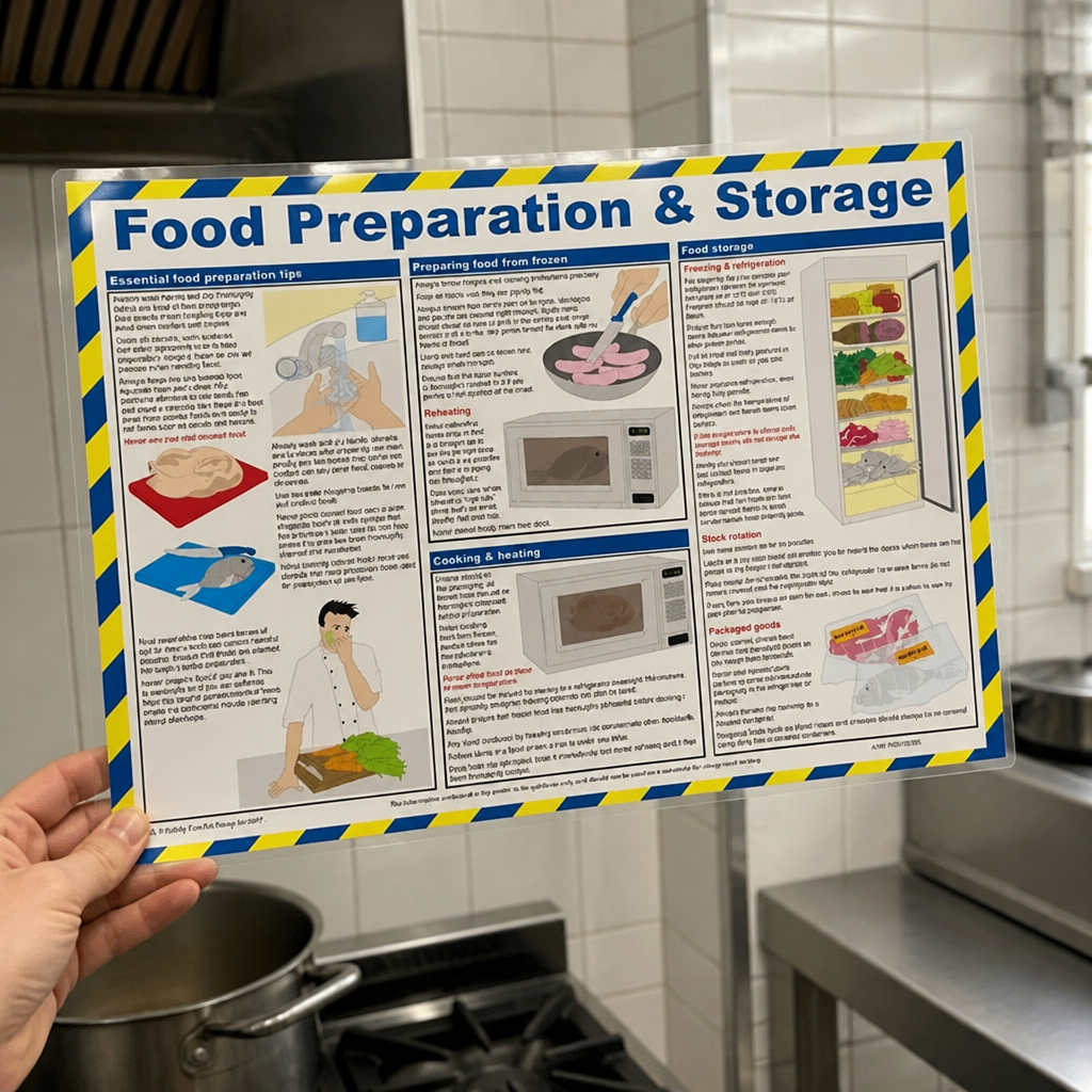 Laminated Food Preparation And Storage Poster 590x420mm