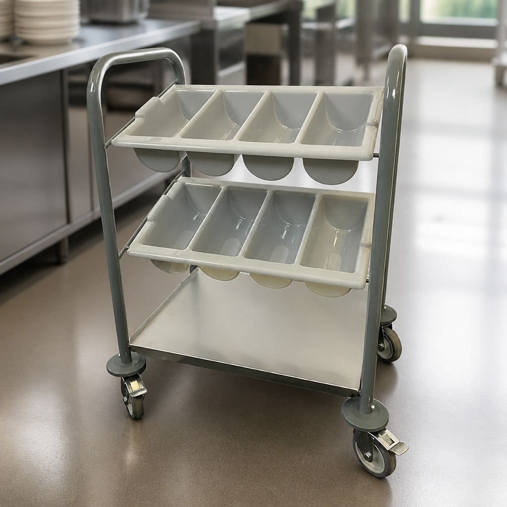 Commercial Cutlery Trolley 40kg Capacity for Catering Use