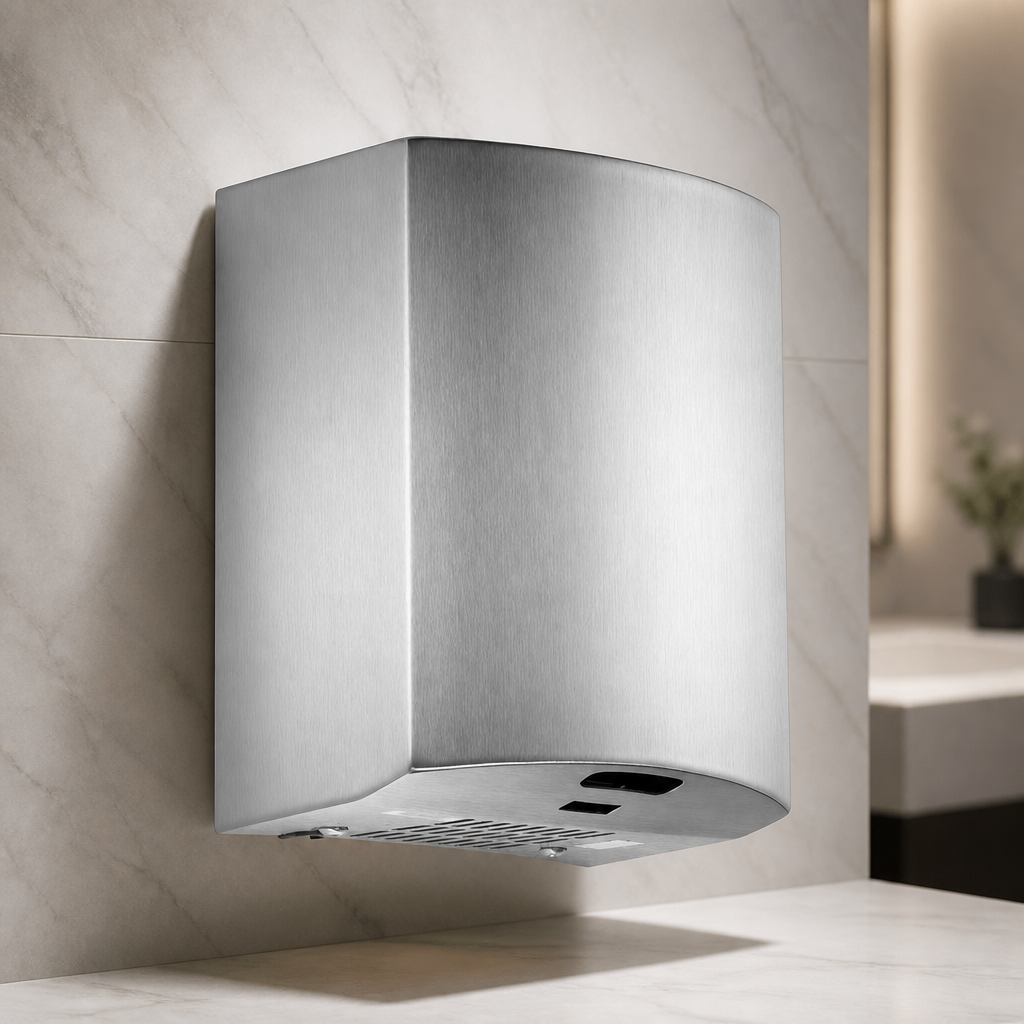 Commercial Hand Dryer 1.6kW Brushed Satin for high traffic areas
