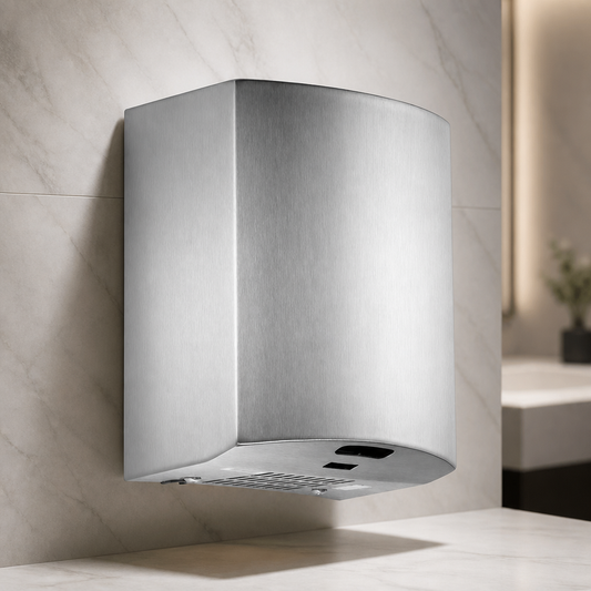 Commercial Hand Dryer 1.6kW Brushed Satin High Traffic Area