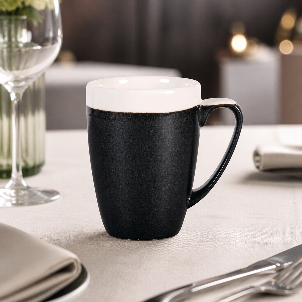 Commercial Monochrome Profile Mugs Onyx Black 340ml 12 Pack