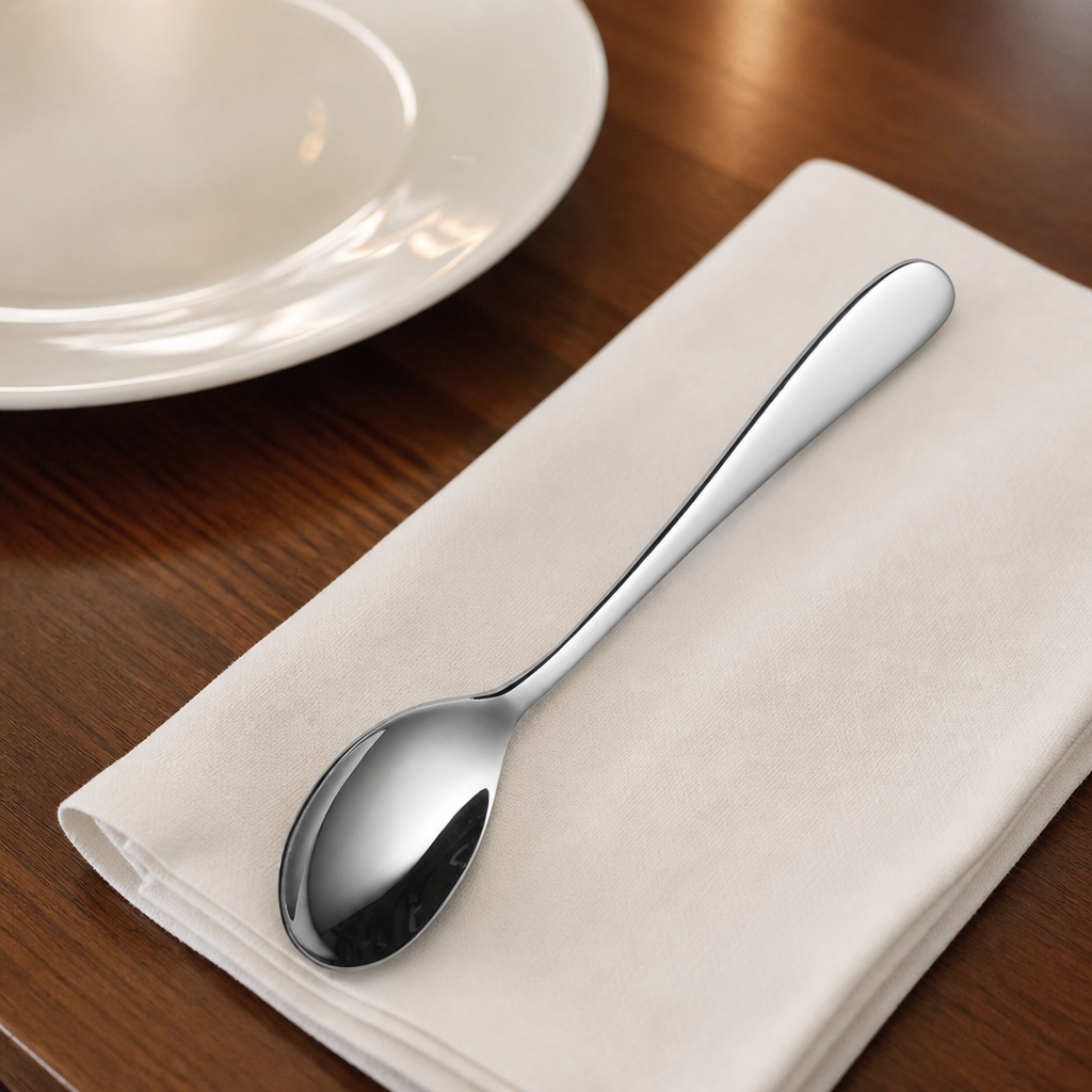 Set of 12 high-quality stainless steel dessert spoons