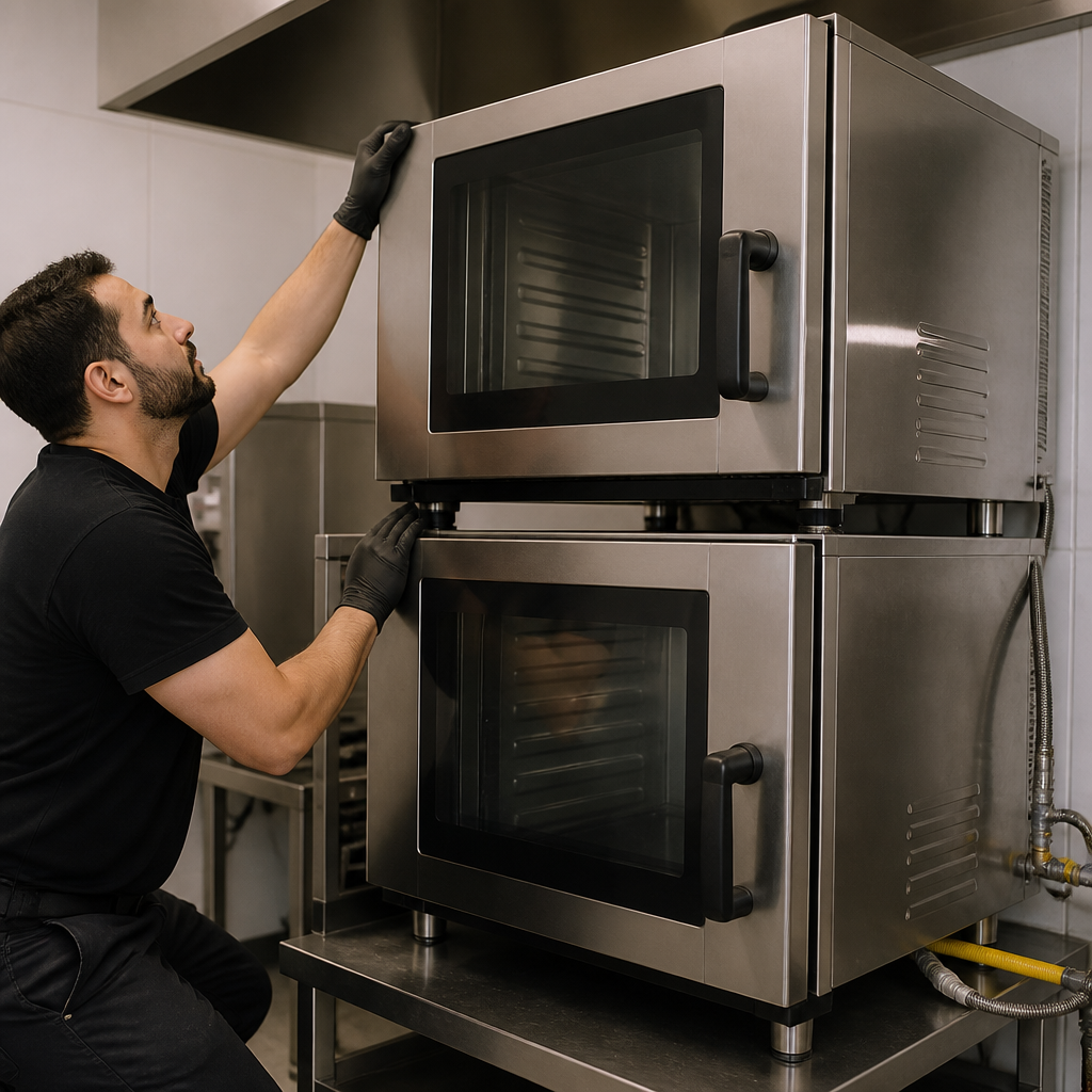 Commercial double stacked oven installation service for 6 or 10 tray