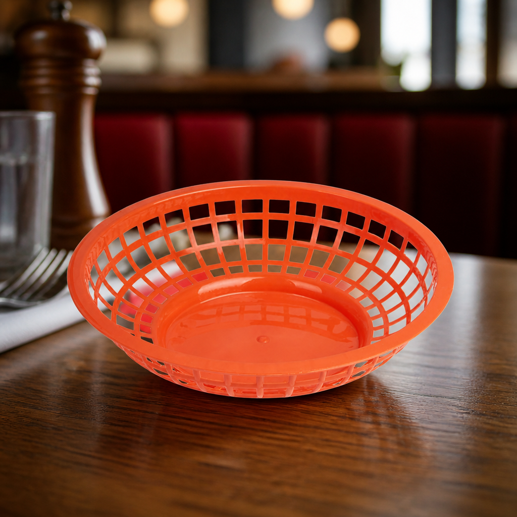Commercial Round Food Baskets Red 200x50mm 6 Pack