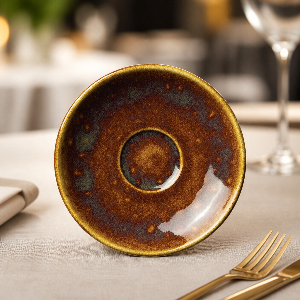 Commercial Amber Saucers 125mm 12 Pack Vitrified Ceramic