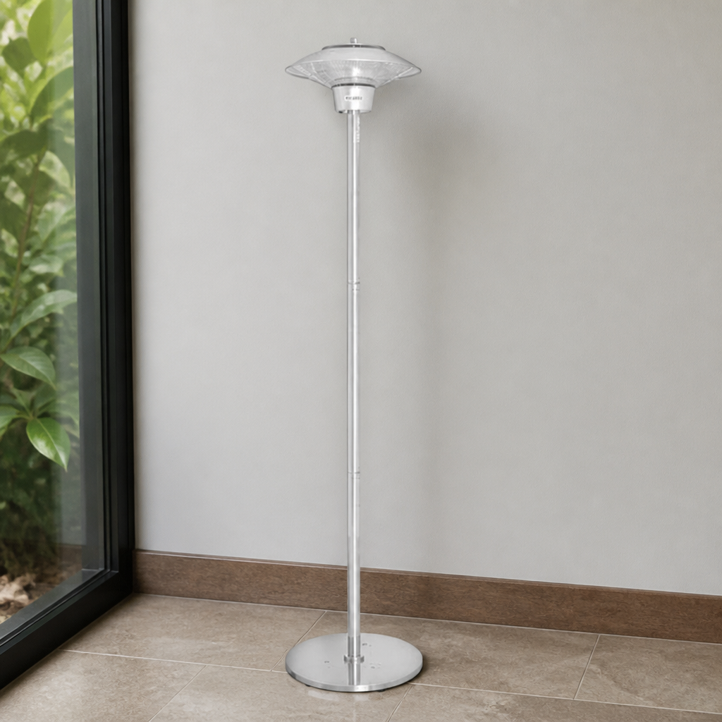 Commercial Free Standing Patio Heater 1.5kW Rated Silver