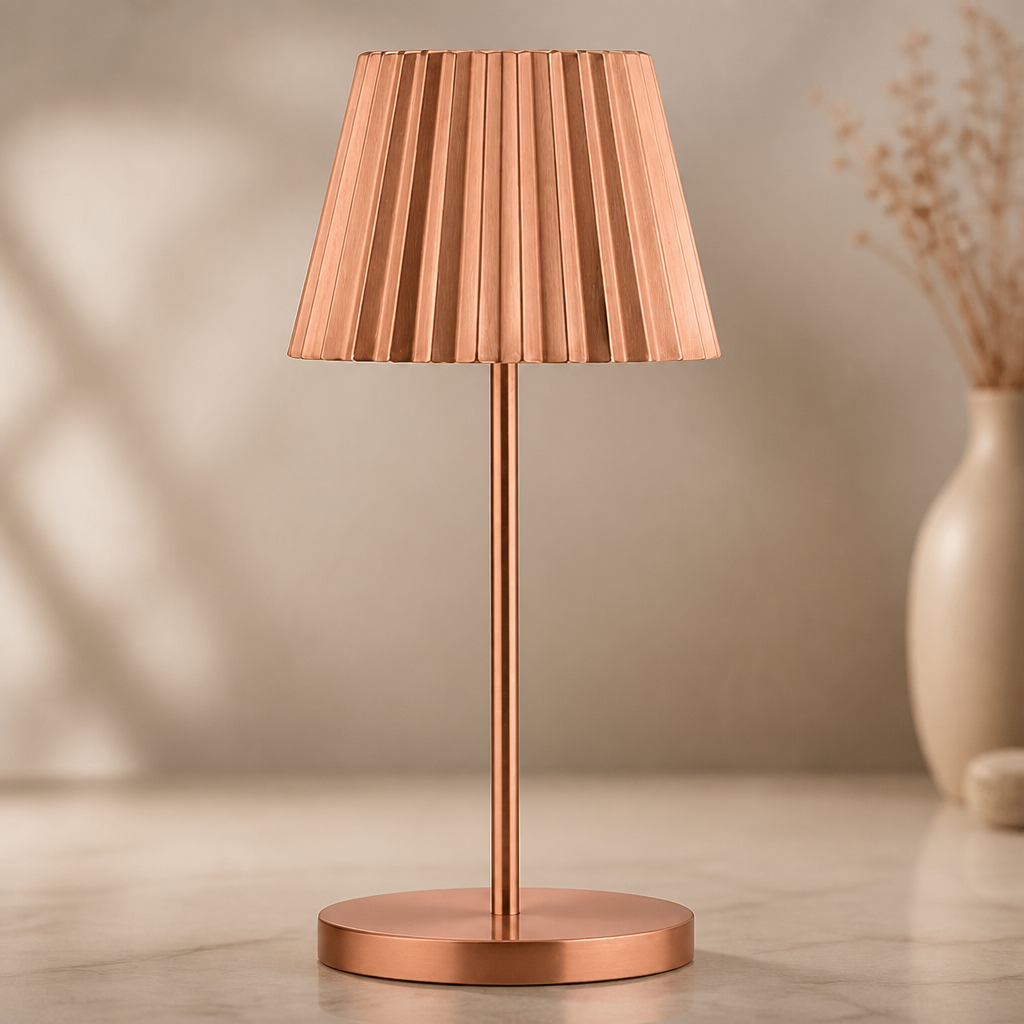 Brushed Copper Cordless LED Table Lamps 260mm Pack of 6