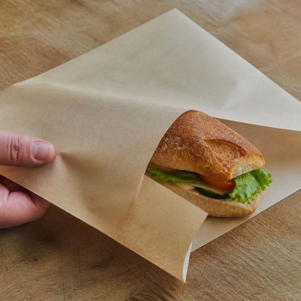 Compostable unbleached greaseproof paper sheets 380 x 275mm