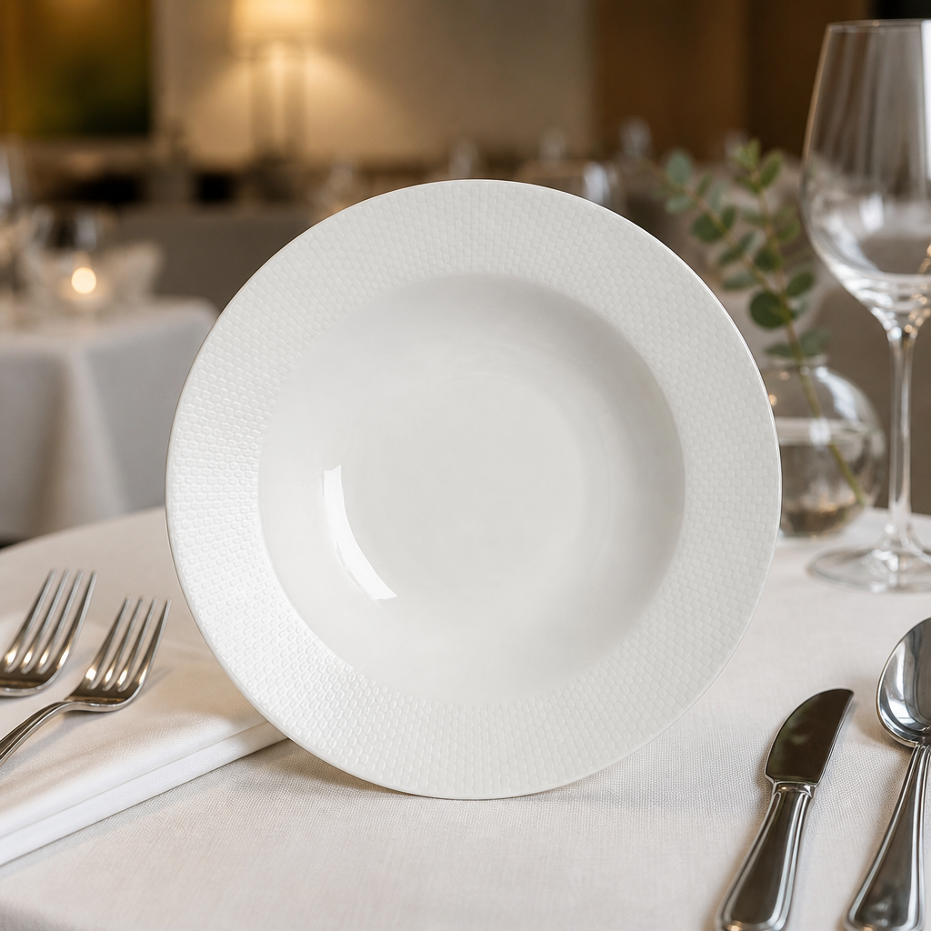 Commercial Large Rim Bowls 280mm Bone China - 6 Pack
