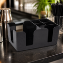 Commercial Plastic Bar Caddy Black with Six Compartments