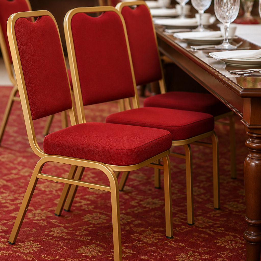 Commercial Stackable Banquet Chairs Red & Gold 4 Pack