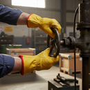 Premium Grade Yellow Leather Glove with Fleece Lining for Outdoor Work - Available in Sizes 8, 9, and 10