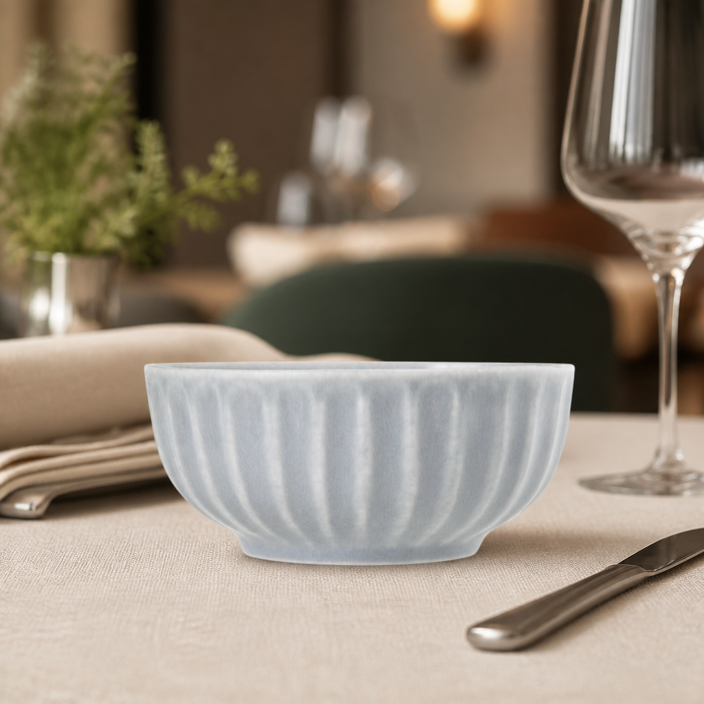 Grey commercial deep soup bowls 150mm 500ml 6 pack