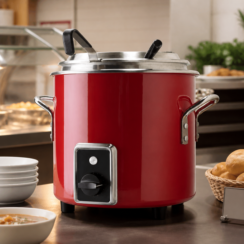Commercial Soup Kettle 8.6kg Capacity Red Heat and Hold Warmer