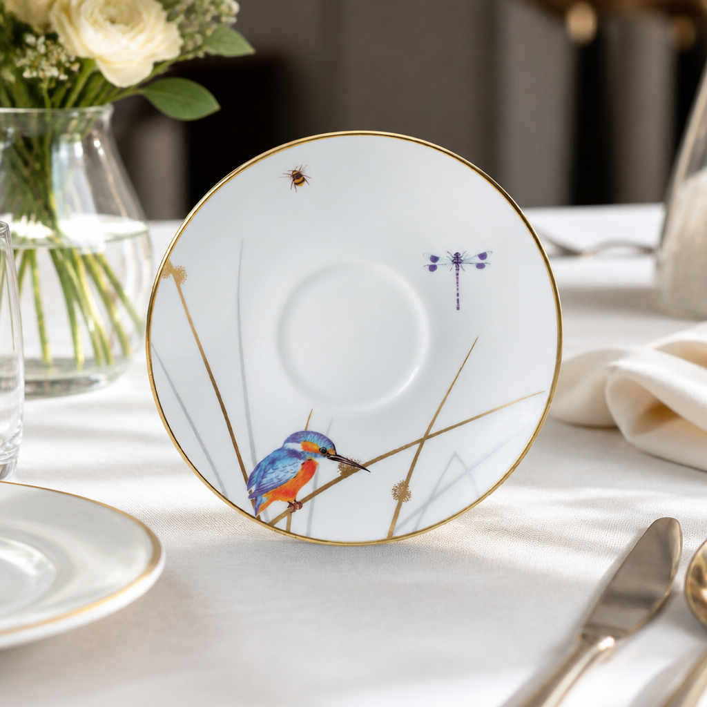 Set of 12 durable bone china tea saucers 145mm