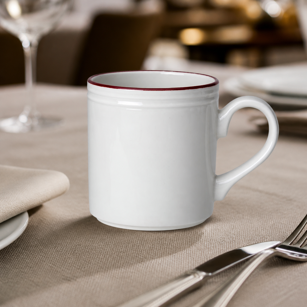 Commercial Bead Mugs 285ml Red 12 Pack for dining settings