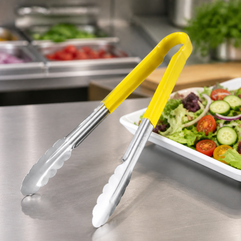 300mm Commercial Colour Coded Yellow Serving Tongs