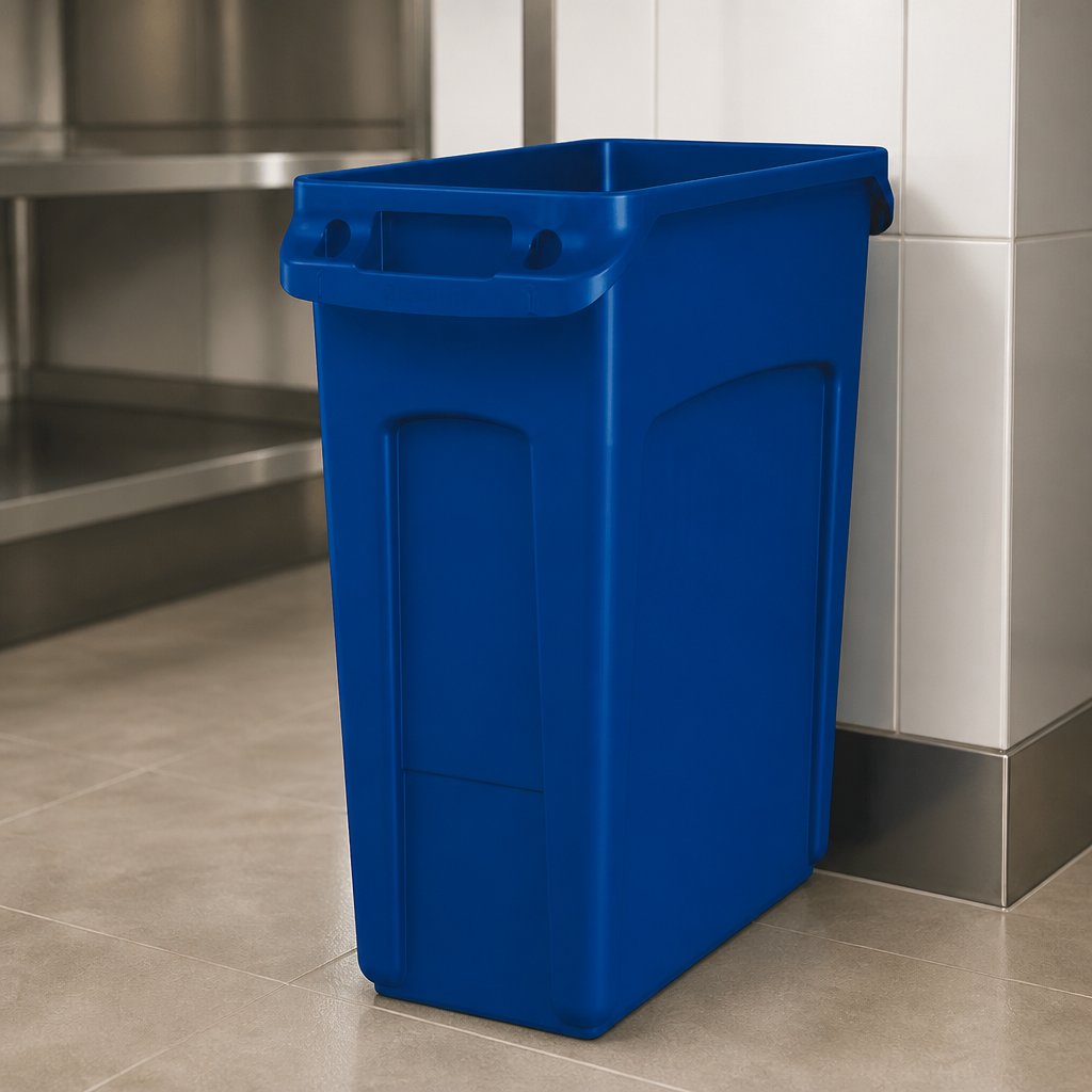 60L blue commercial kitchen bin with venting channels