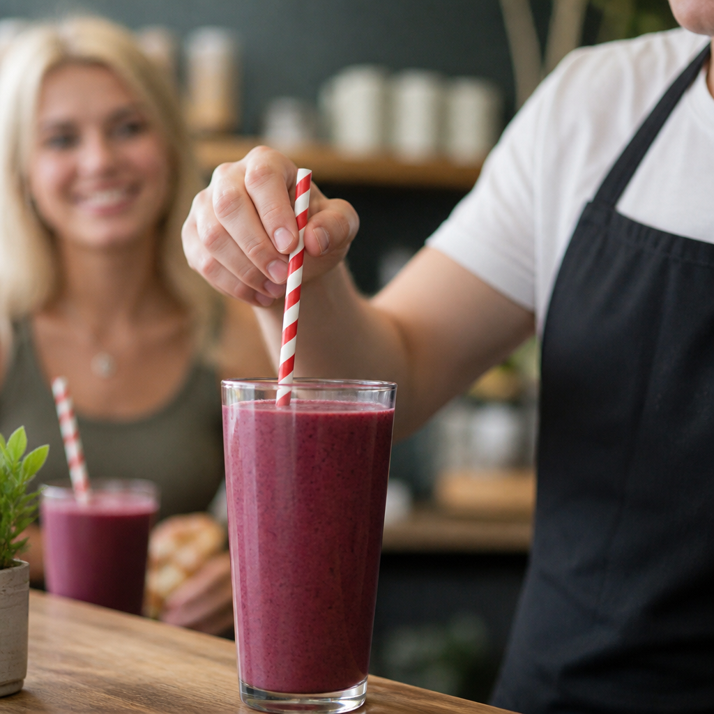 Compostable Paper Smoothie Straws Red Stripes 250 Pack