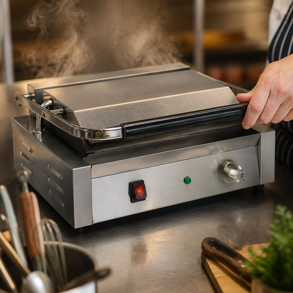Large Commercial Ribbed Contact Grill 300 x 226mm
