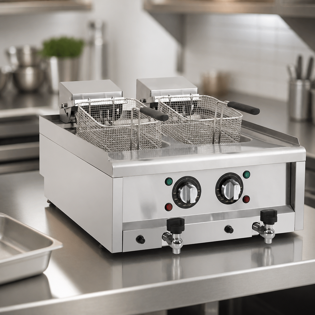 Countertop Electric Fryer Twin 8L Tanks 16L Total Capacity