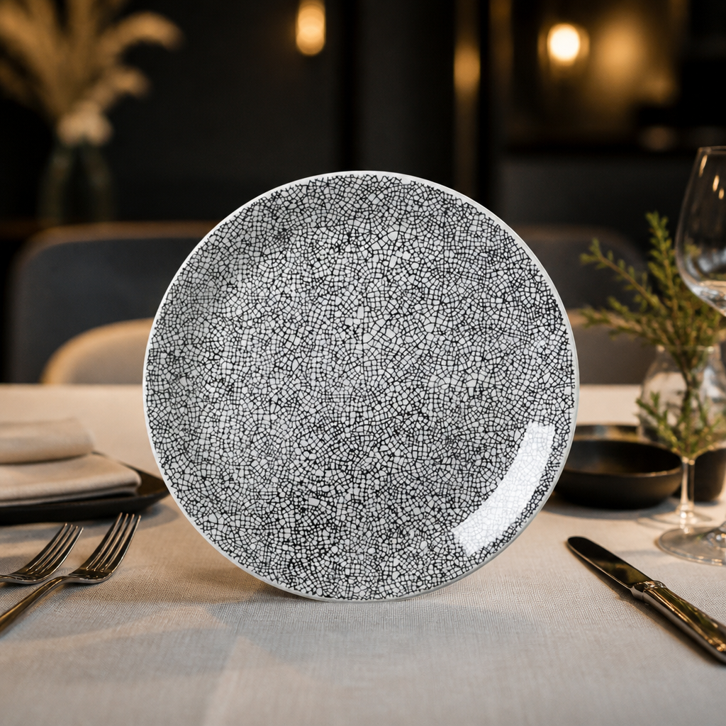 Commercial Coupe Plates 253mm Black Crackle Finish 12 Pack