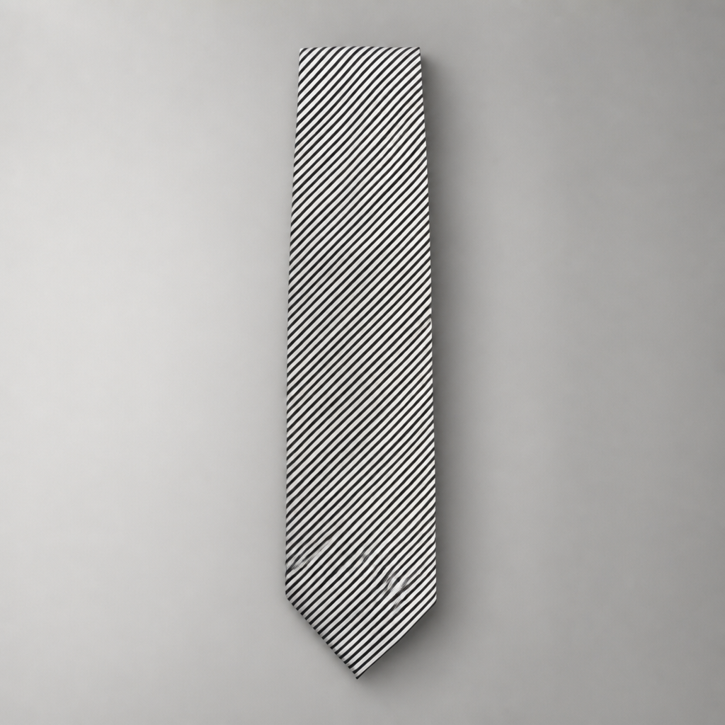 Commercial Waiting Uniform Silver and Black Fine Stripe Tie