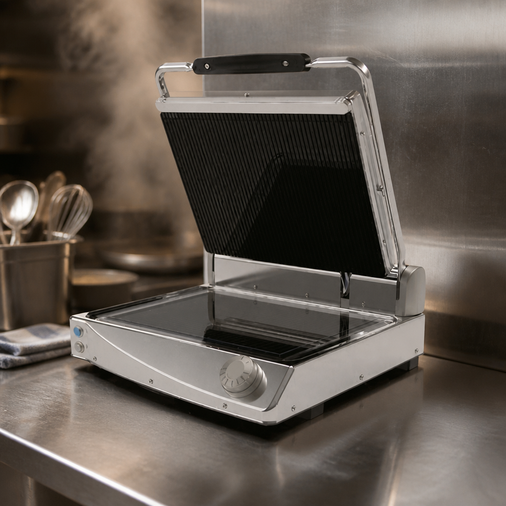 Medium Contact Grill with ribbed upper and smooth lower plates