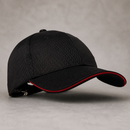 Cool Vent Baseball Cap Black with Red Trim for Uniforms