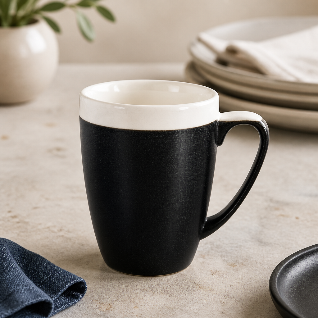 Commercial Monochrome Profile Mugs Onyx Black 340ml 12 Pack