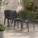 Commercial Outdoor Slatted Steel Side Chairs Grey 4 Pack