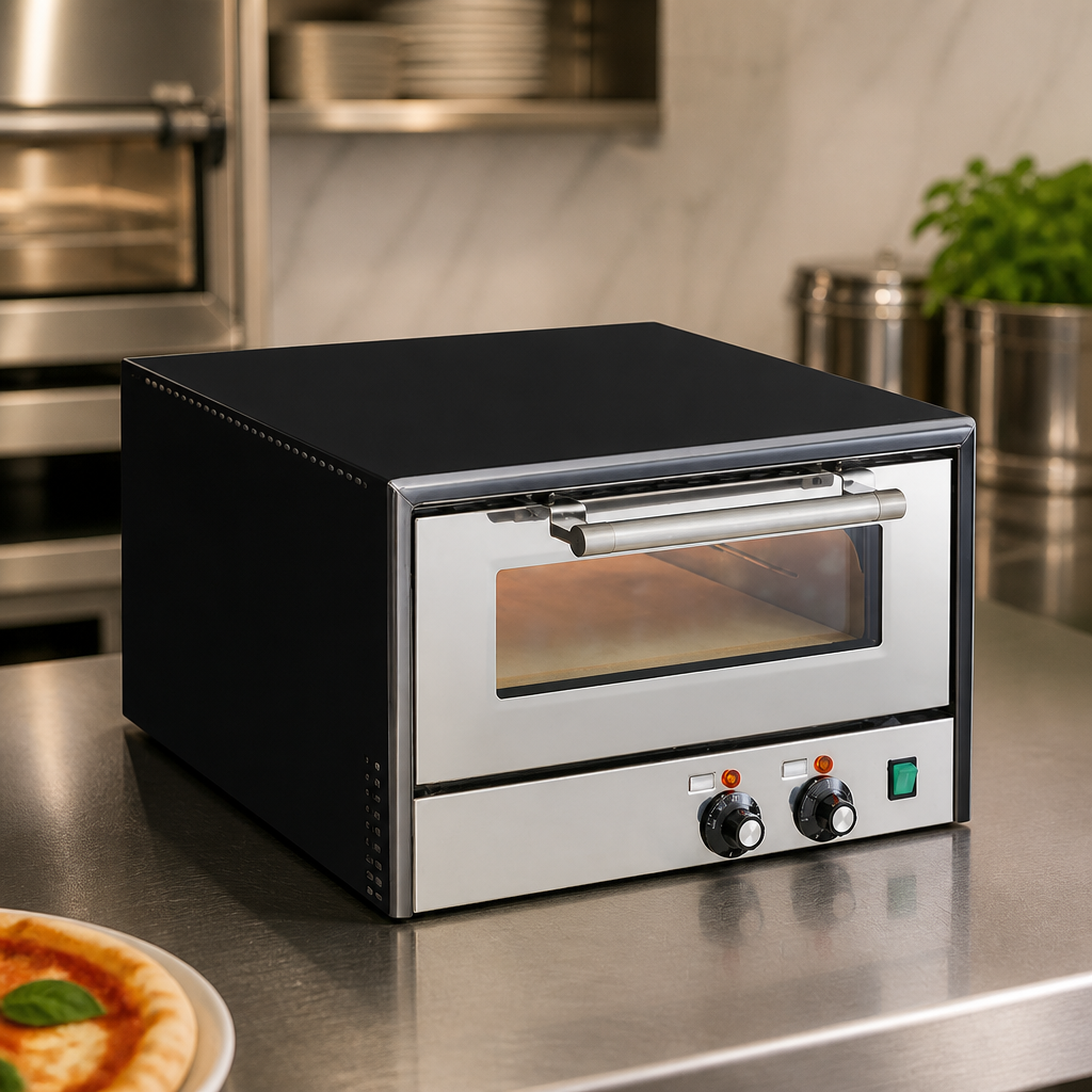 Black Single Deck Commercial Pizza Oven with Cordierite Stone