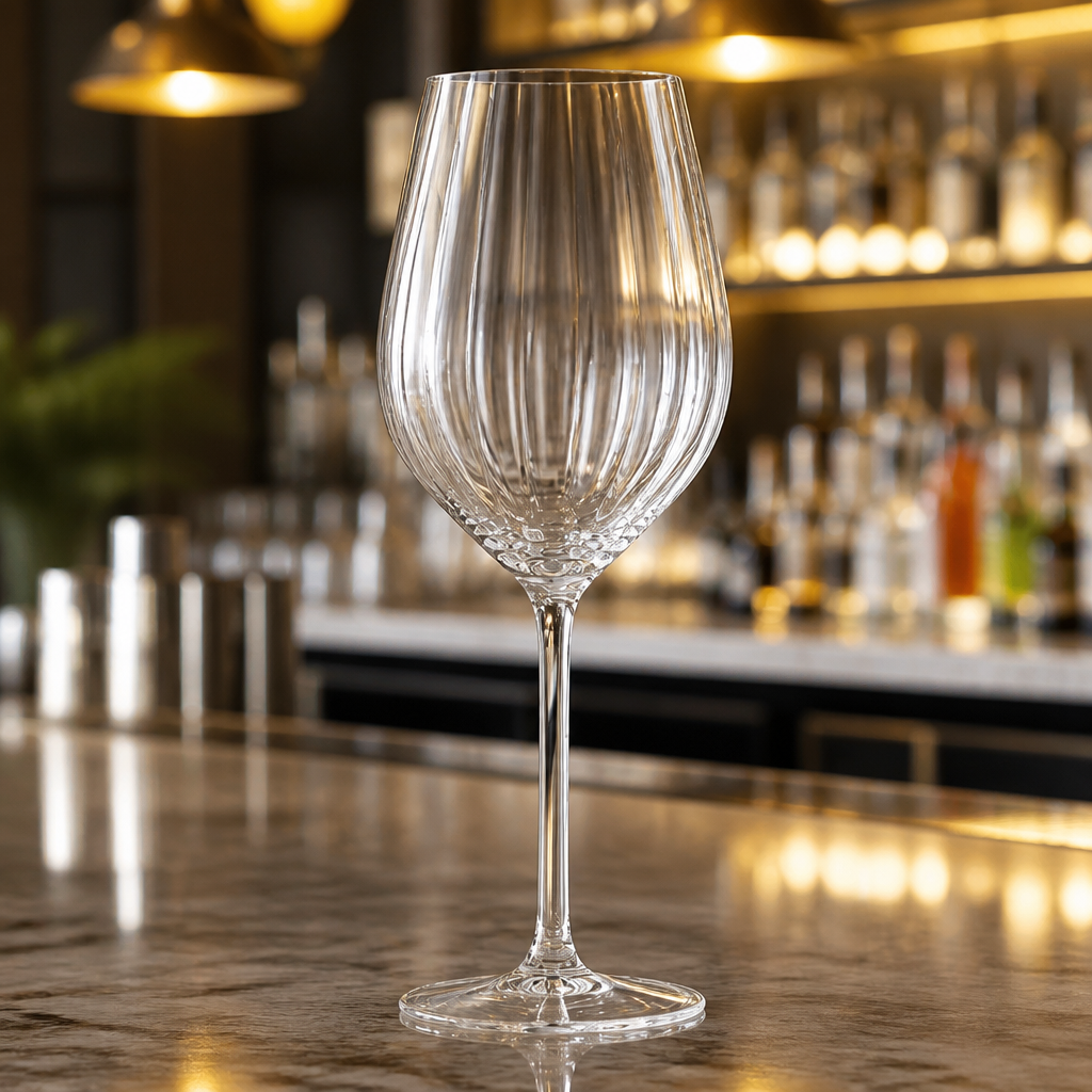 500ml Commercial Wine Glasses - Elegant Ribbed Design (6 Pack)