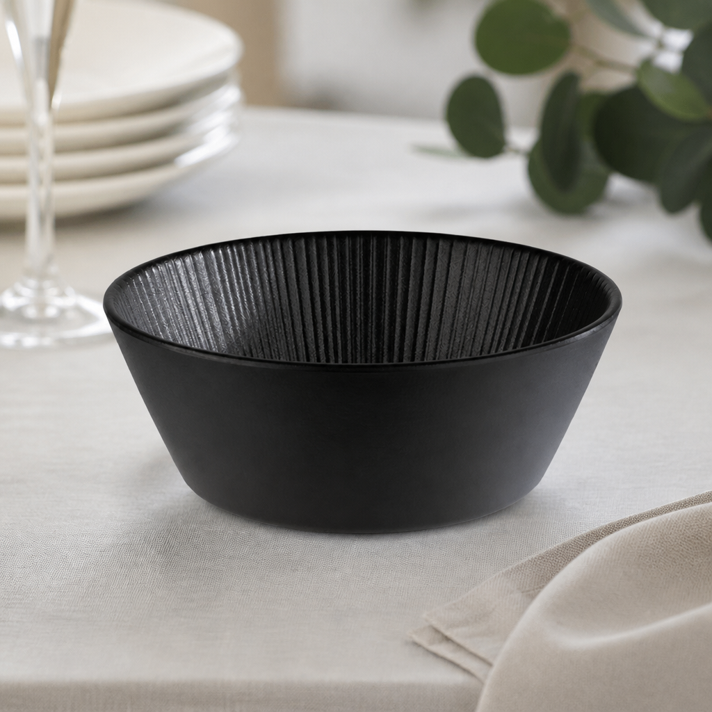 Commercial Melamine Bowl 205mm 1.2L Black Dishwasher Safe