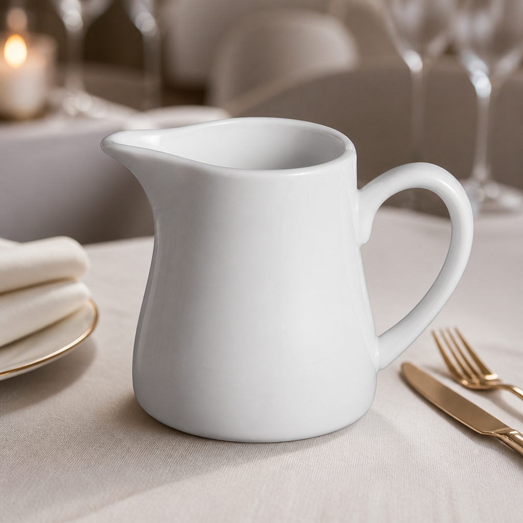 Set of 6 Commercial Whiteware Cream Jugs 305ml