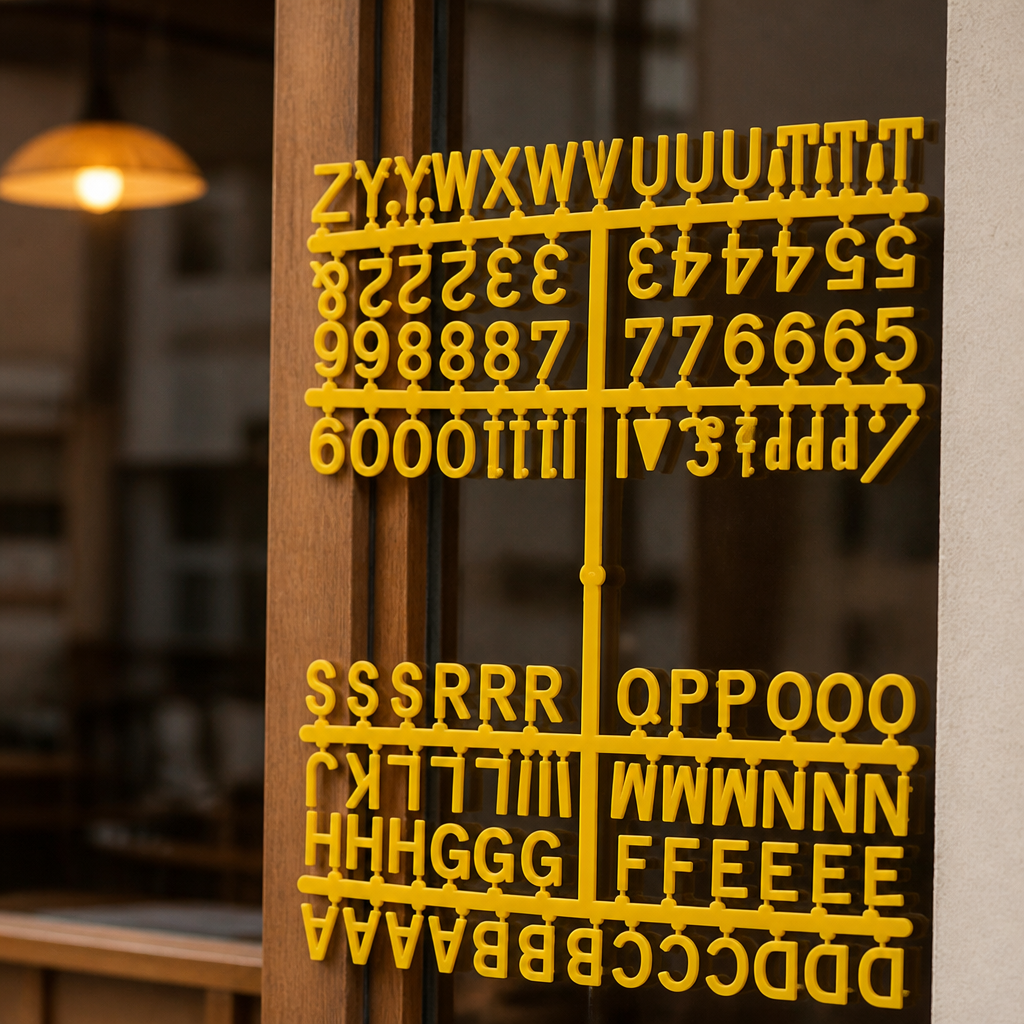 Commercial Peg Board Letter Set with 12mm Yellow Characters