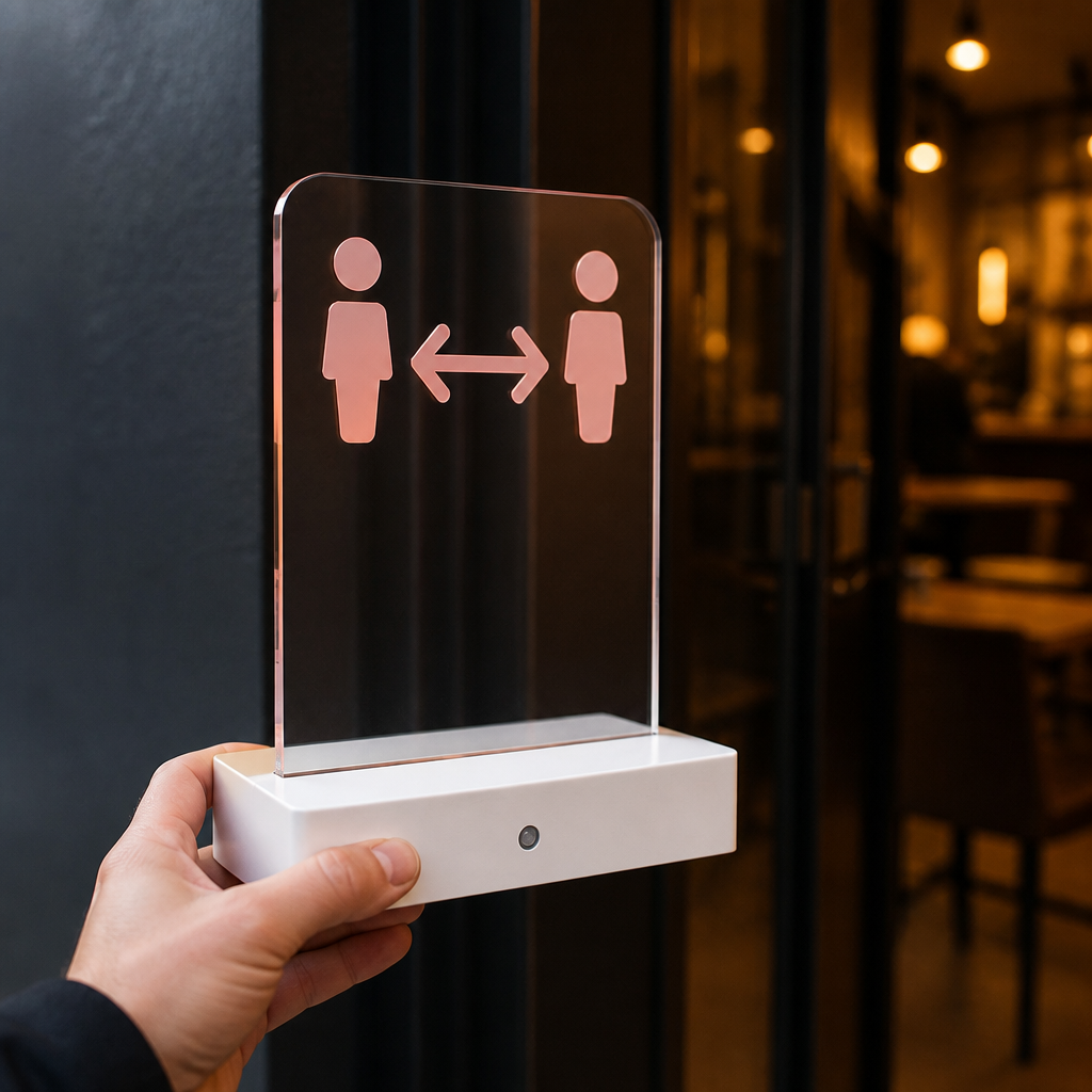 LED Social Distancing Sign with Motion Sensors for Restaurants