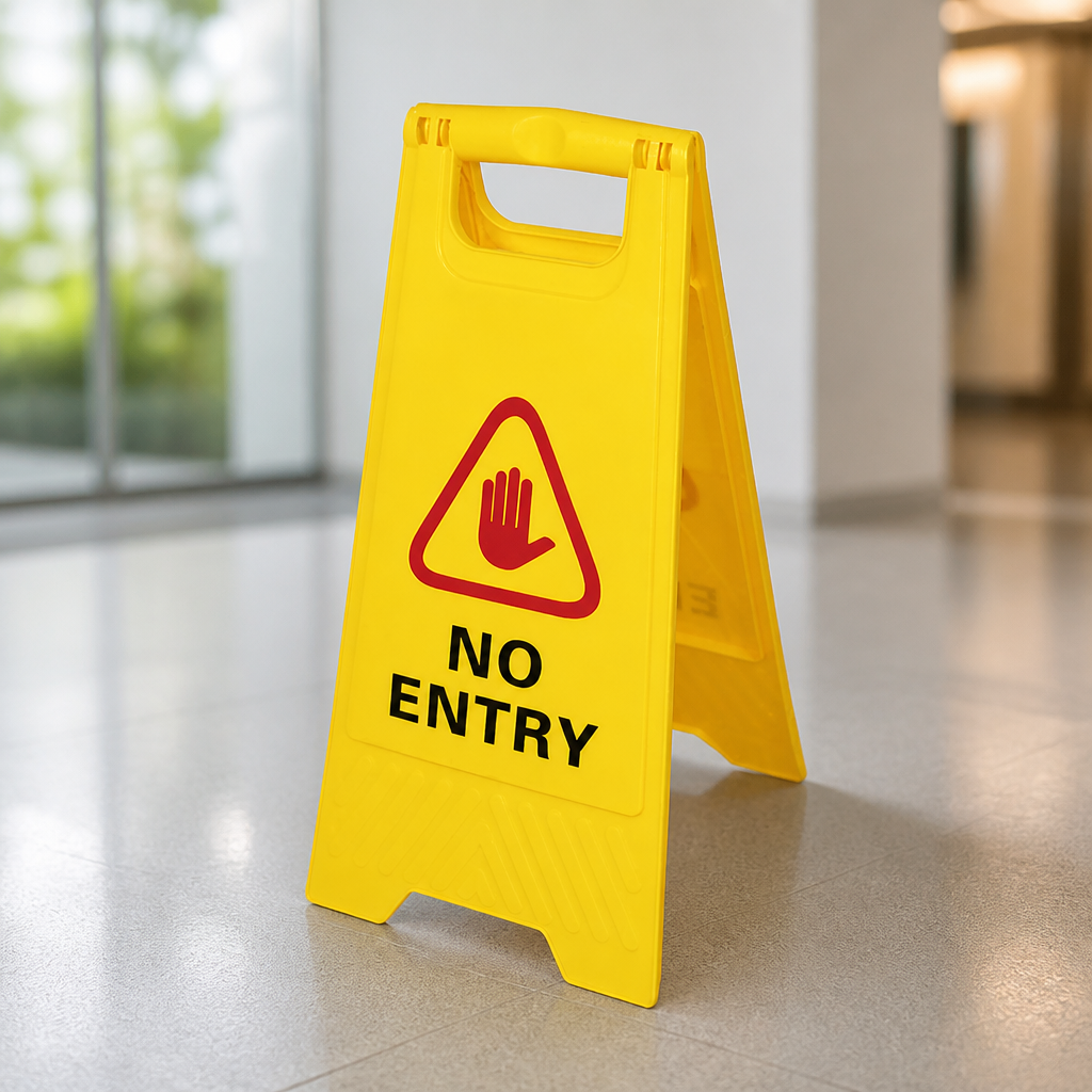 Commercial No Entry Safety Sign 64cm Double-Sided Wet Floor