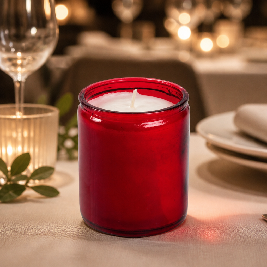 Commercial Table Candles in Clear Glass Jars - 8 Pack