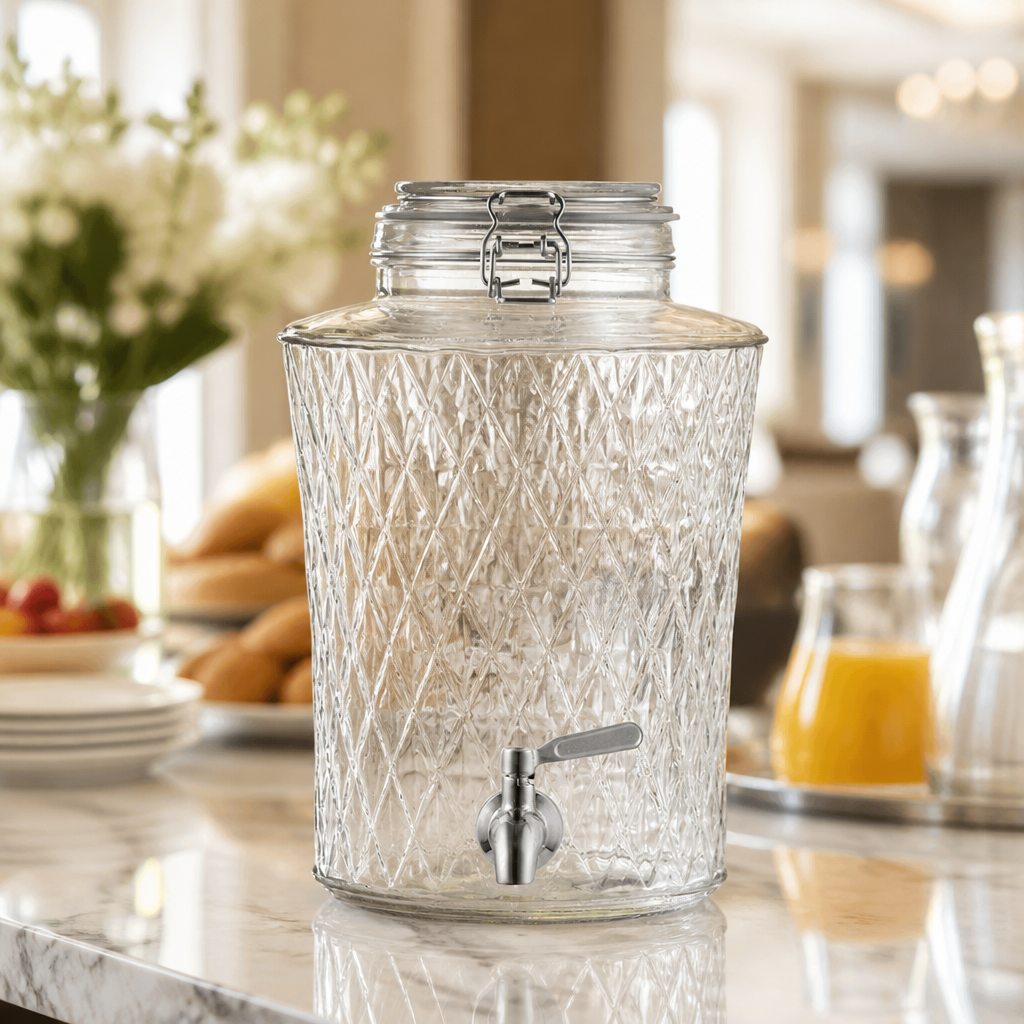 5L Commercial Glass Drinks Dispenser with Stainless Steel Tap