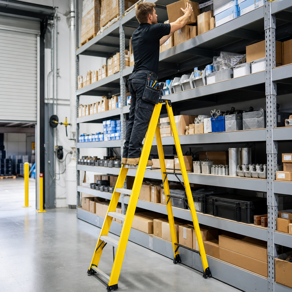 Fibreglass Electricians Step Ladder with 4 to 10 Treads