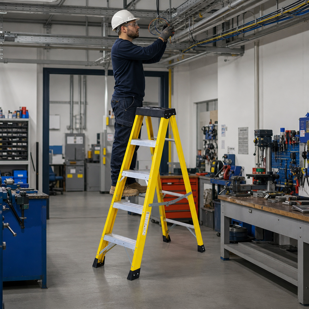 Fibreglass Electricians Step Ladder with 4 to 10 Treads