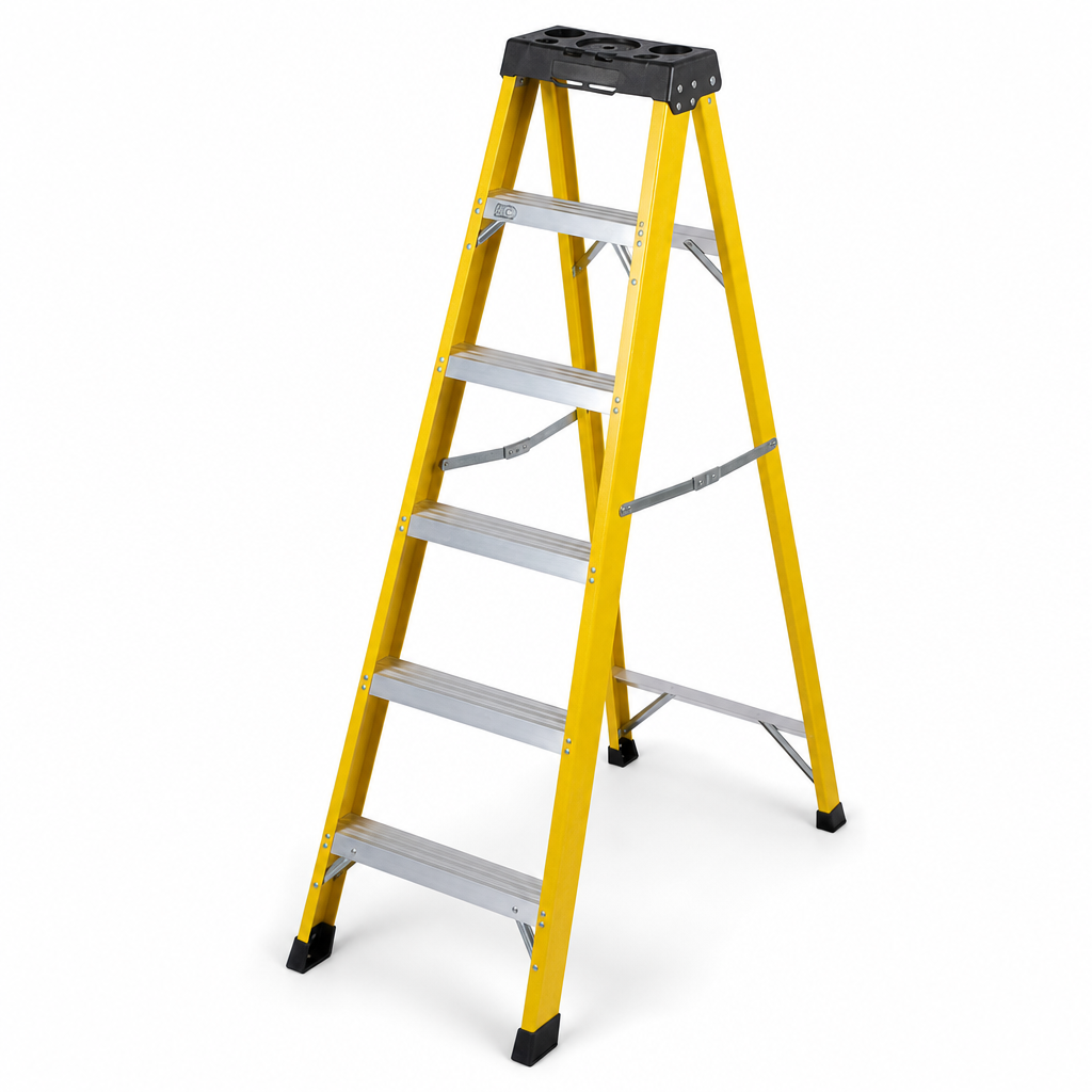 Fibreglass Electricians Step Ladder with 4 to 10 Treads