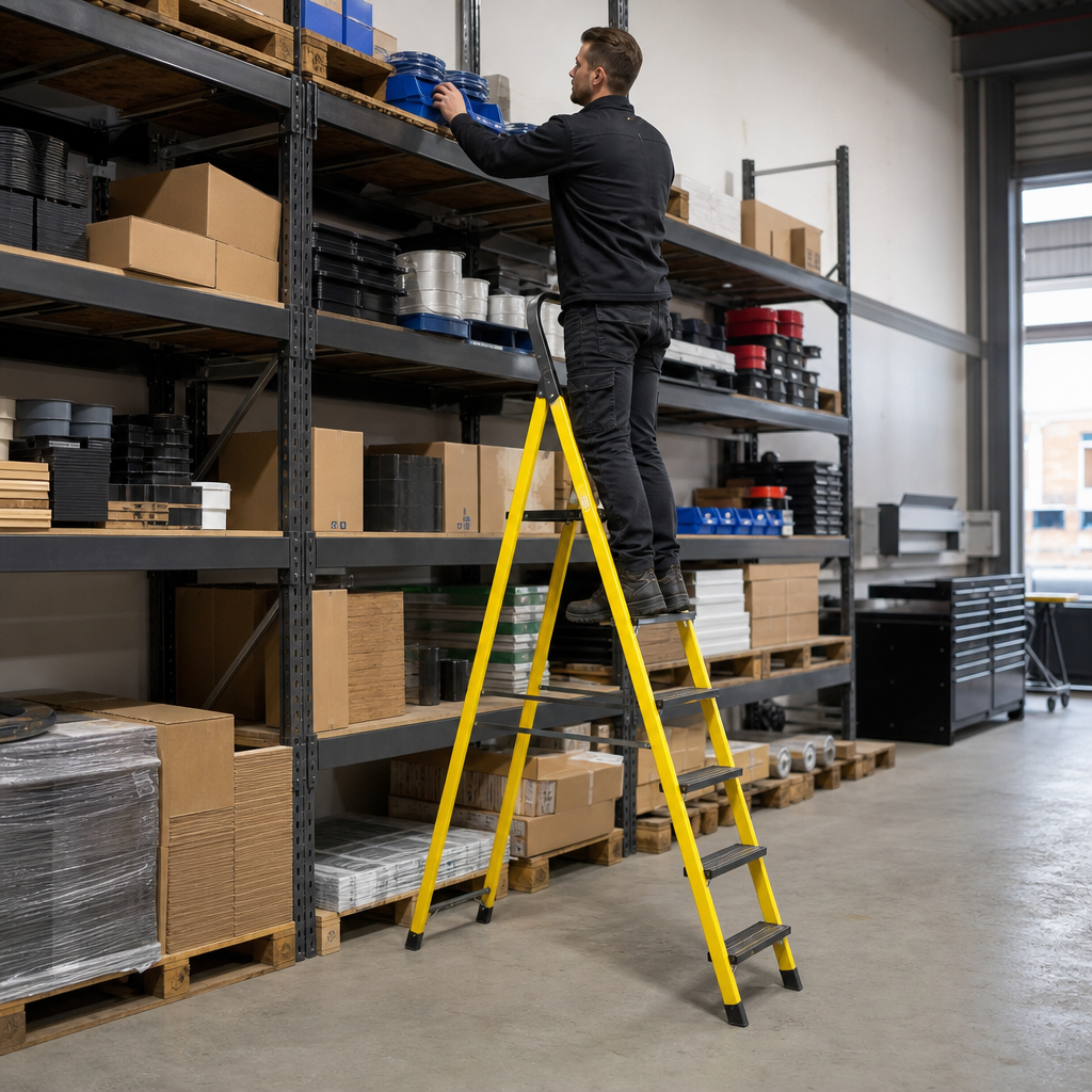 Fibreglass GRP Platform Step Ladder with 3 to 10 Steps