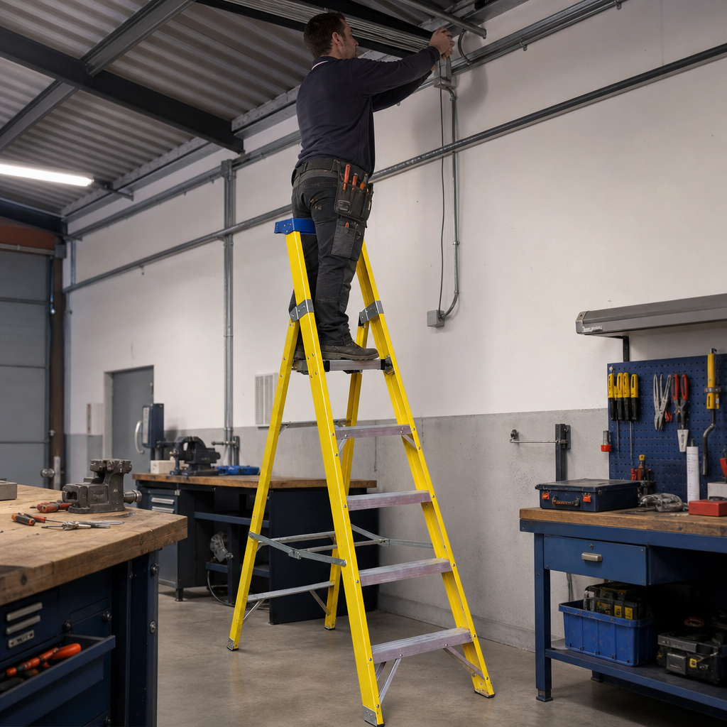Fibreglass GRP Platform Step Ladder with 3 to 10 Steps