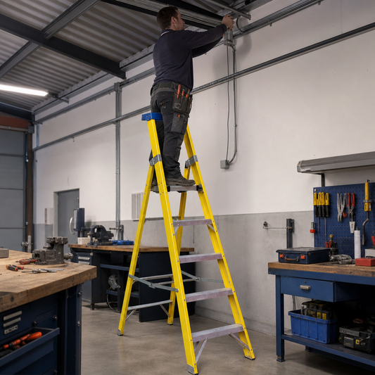 Fibreglass GRP Platform Step Ladder with 3 to 10 Steps