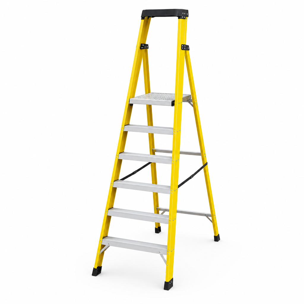 Fibreglass GRP Platform Step Ladder with 3 to 10 Steps