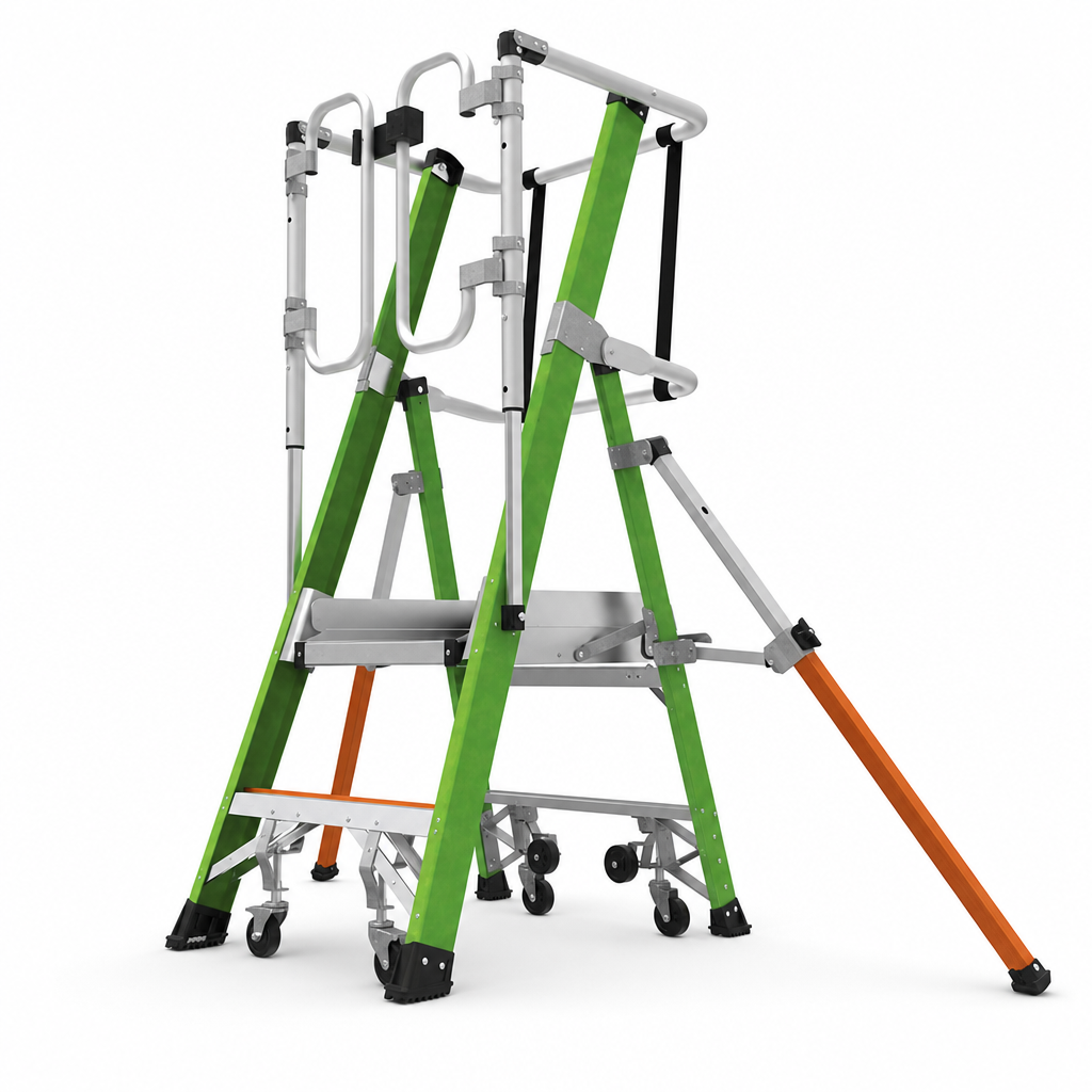 Fibreglass Safety Cage Step Ladder Platform